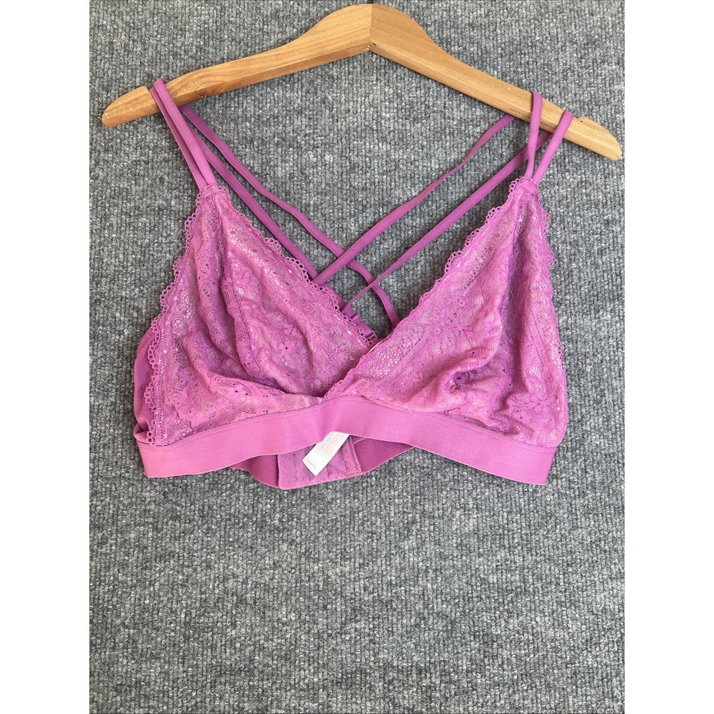 Cacique Women's Bralette 14/16 Pink Lace Strappy Wireless Bra XL 1X